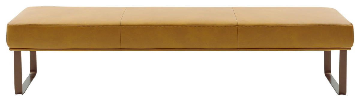 SITZBANK 222/49/54 cm Echtleder Gelb, Bronzefarben Metall  - Gelb/Bronzefarben, Design, Leder/Metall (222/49/54cm) - Musterring