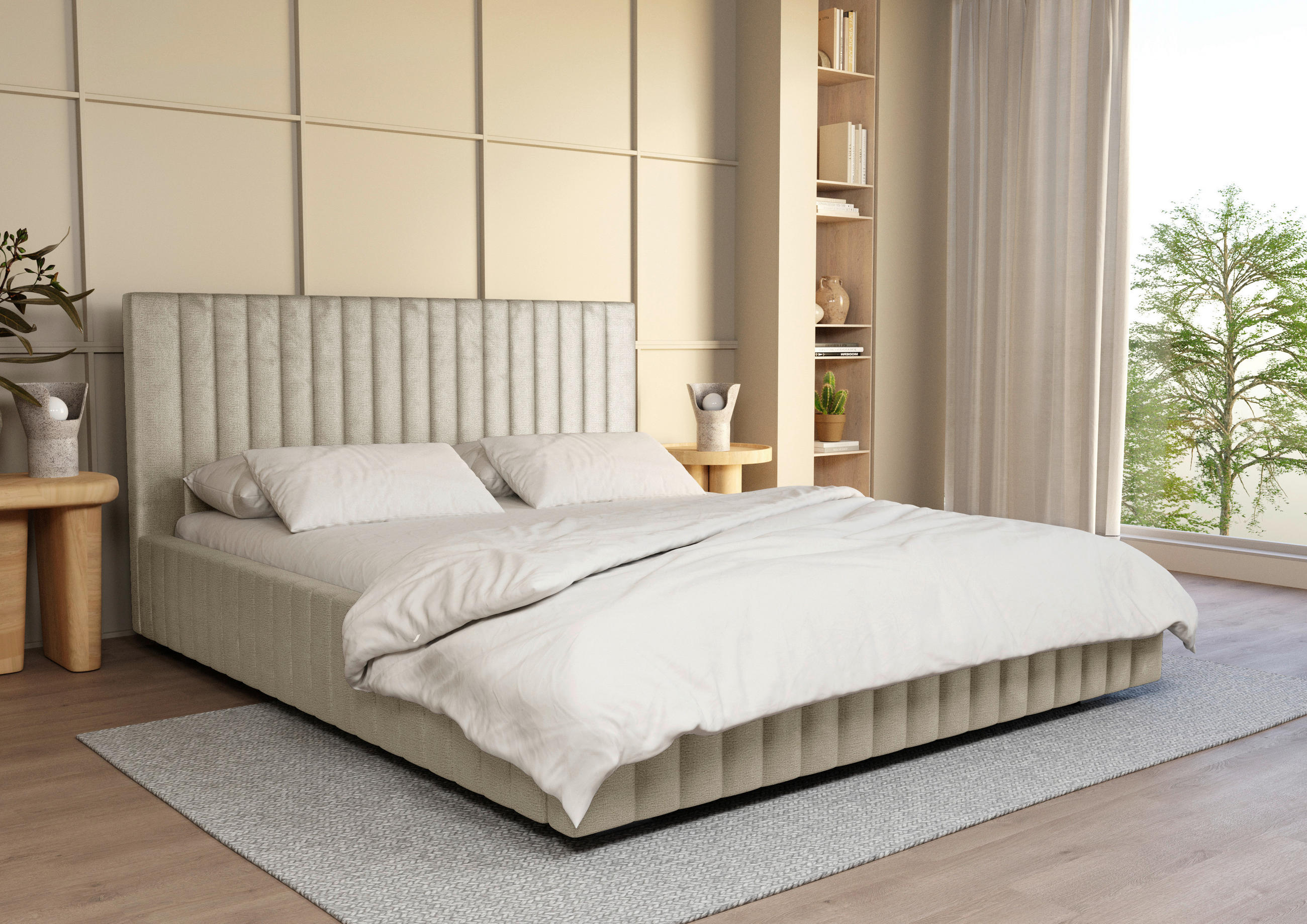 POLSTERBETT Lattenrost, Bettkasten 180/200 cm  in Beige  - Beige/Schwarz, Design, Holz/Kunststoff (180/200cm) - Boxxx