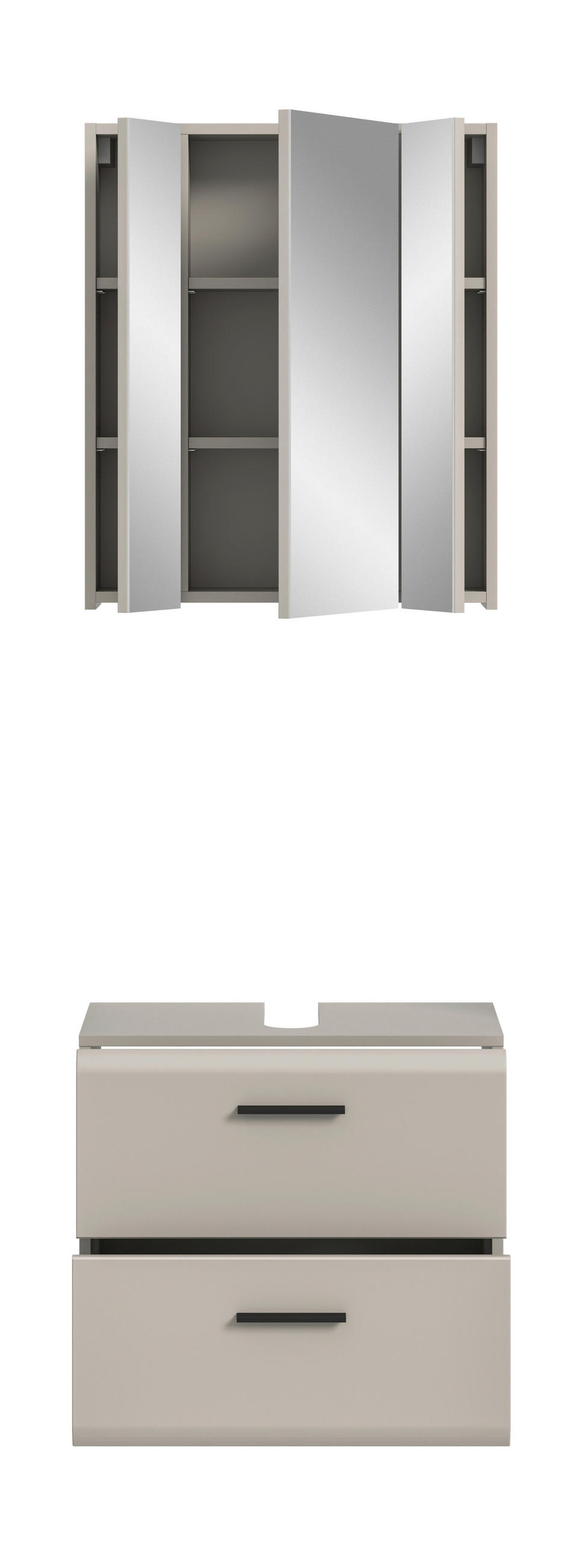BADEZIMMER 2-teilig  in 60 cm  - Kaschmir/Schwarz, Trend, Glas/Holzwerkstoff (60cm) - MID.YOU