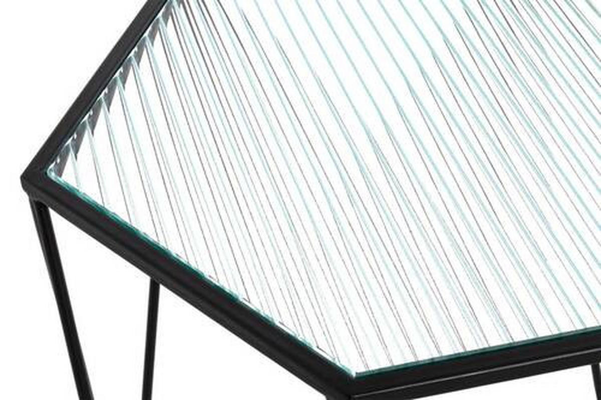 BEISTELLTISCH in Metall, Glas 46/40/46 cm  - Klar/Schwarz, Design, Glas/Metall (46/40/46cm)