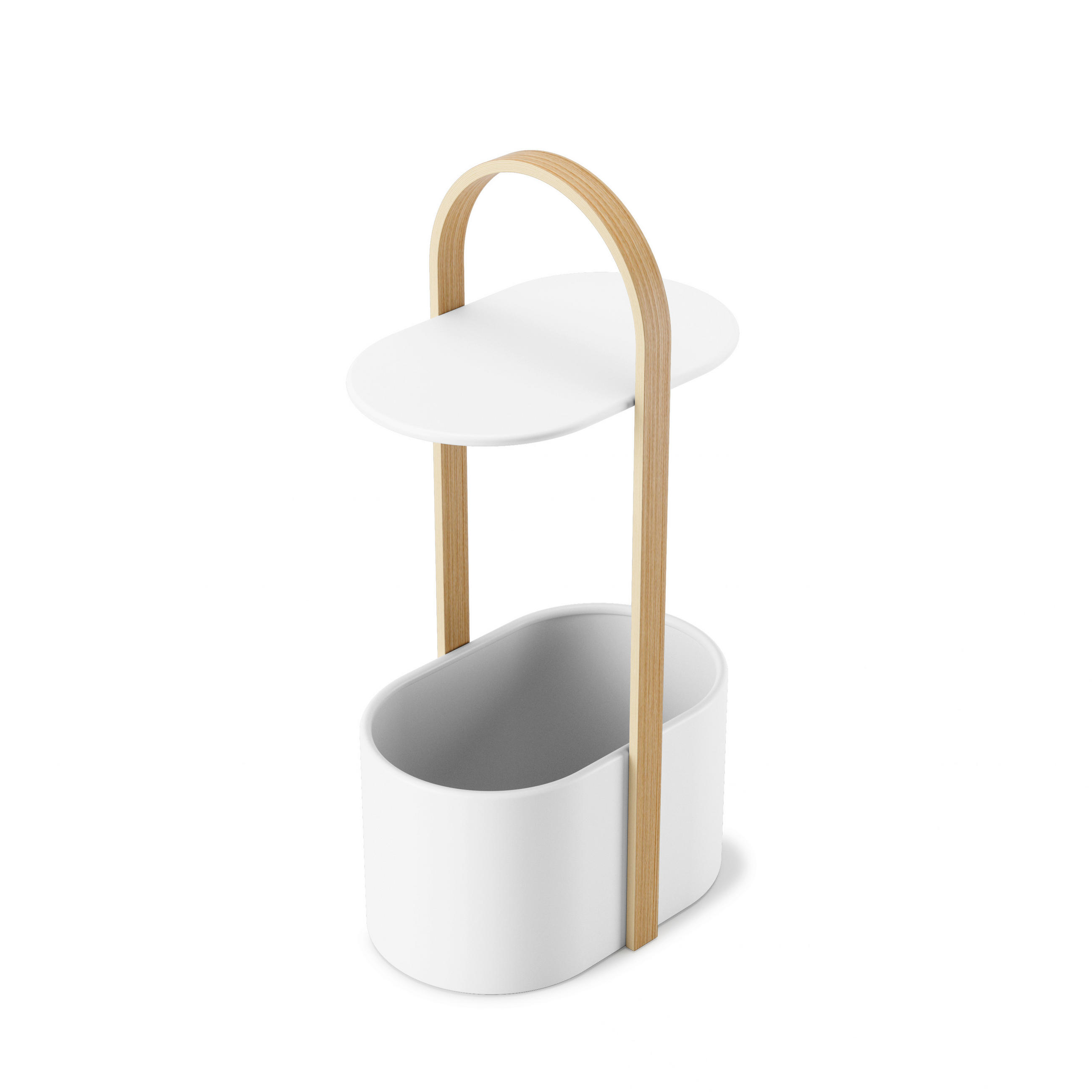 POMOĆNI STOČIĆ   - boja bukve/bela, Osnovno, drvo/metal (24/69/35cm) - Umbra