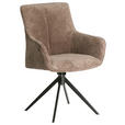 ARMLEHNSTUHL  in Eisen Webstoff  - Beige/Schwarz, Design, Textil/Metall (64/88/60cm) - Novel