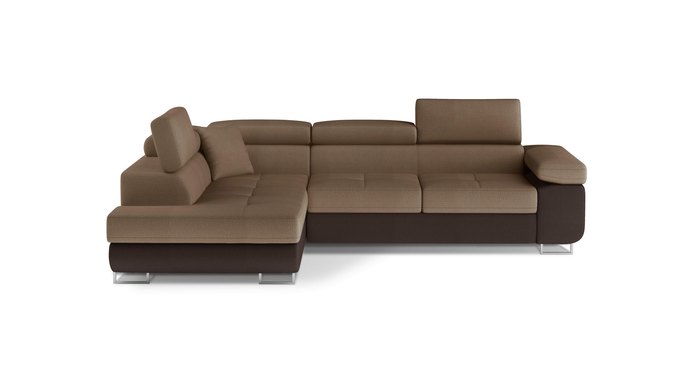 ECKSOFA  Braun, Dunkelbraun Textilgeflecht  - Chromfarben/Dunkelbraun, Design, Textil/Metall (203/272cm) - MID.YOU