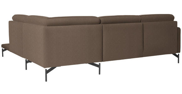 ECKSOFA in Flachgewebe, Struktur Braun  - Anthrazit/Braun, Design, Textil/Metall (254/230cm) - Ambiente