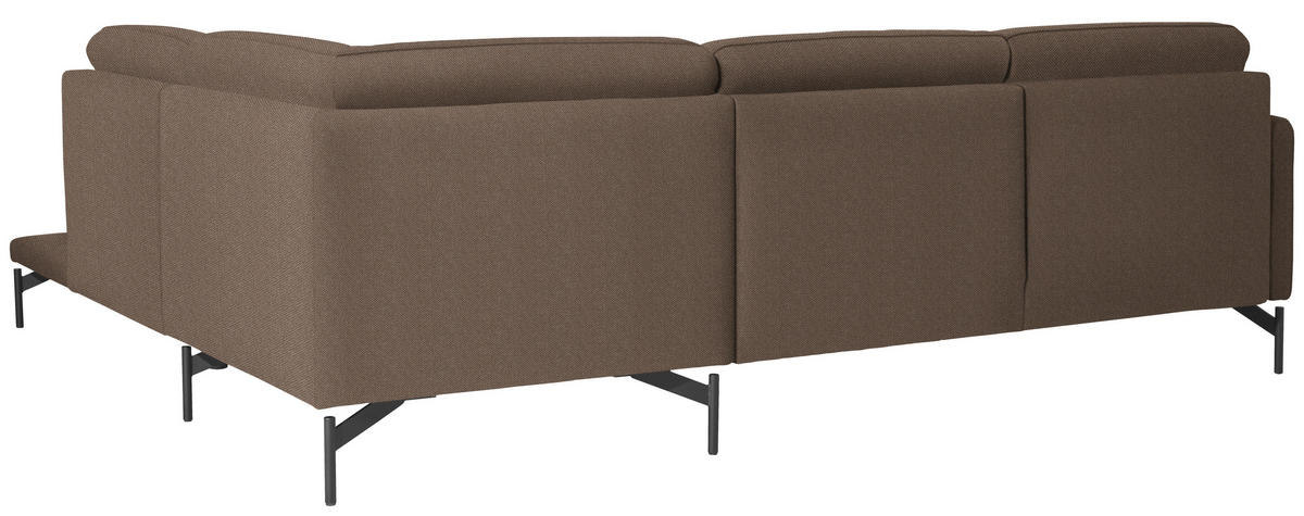 ECKSOFA in Flachgewebe, Struktur Braun  - Anthrazit/Braun, Design, Textil/Metall (254/230cm) - Johann Jakob