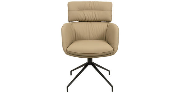 ARMLEHNSTUHL  in Eisen Echtleder pigmentiert  - Taupe/Eichefarben, Design, Leder/Holz (62/92/66cm) - Dieter Knoll