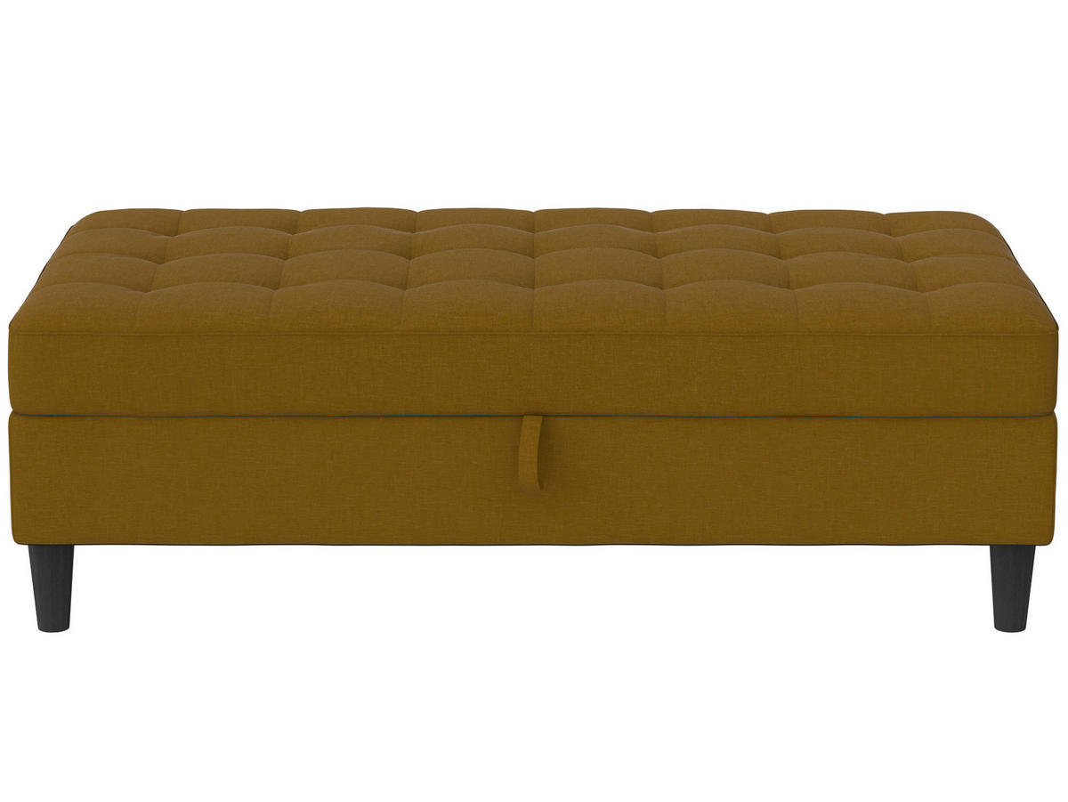 HOCKER PALERMO Webstoff, Leinenoptik Currygelb  - Currygelb/Schwarz, Basics, Kunststoff/Textil (130/43/69cm) - Livetastic