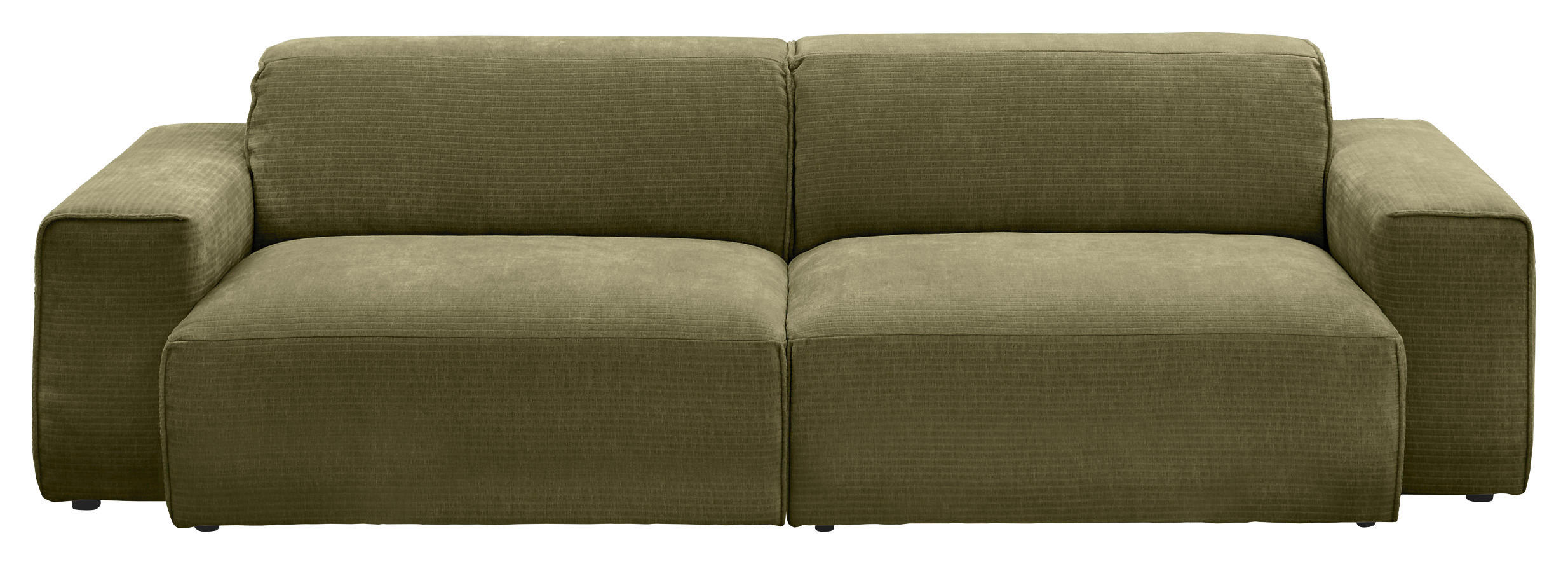 BIGSOFA Chenille Olivgrün  - Schwarz/Olivgrün, Design, Kunststoff/Textil (238/71/101cm) - Pure Home Lifestyle
