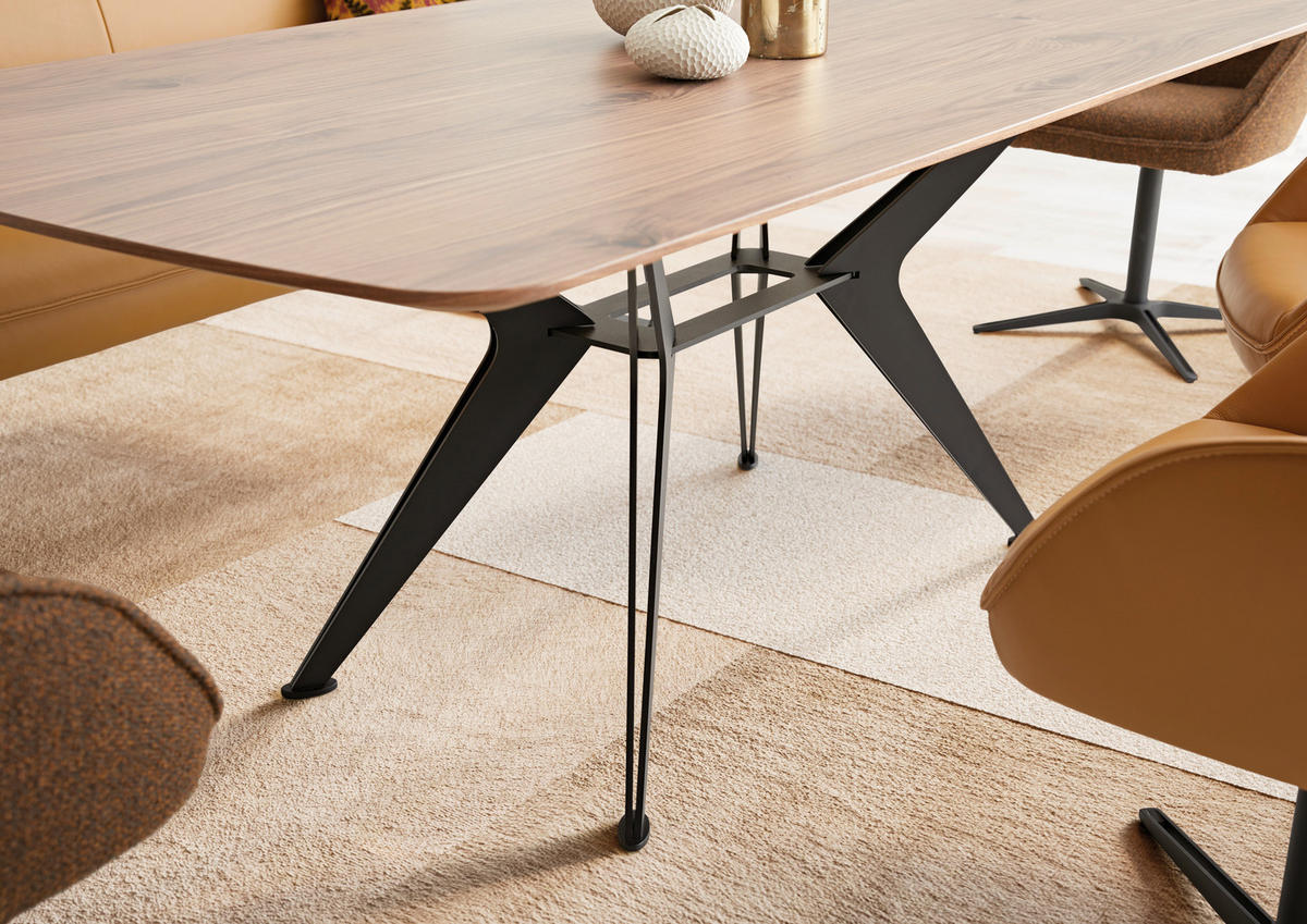 ESSTISCH Nussbaum furniert rechteckig Nussbaumfarben  - Nussbaumfarben/Schwarz, Design, Holz/Metall (200/100/76cm) - Koinor