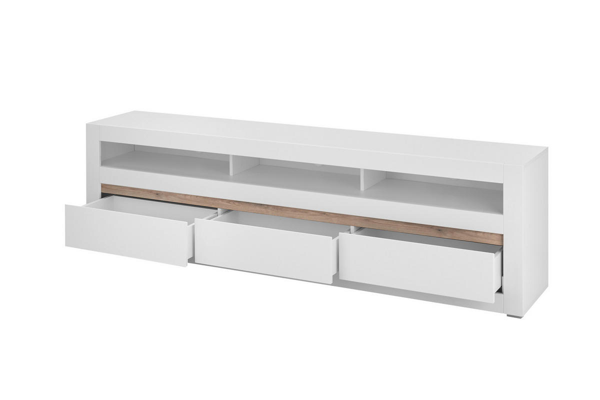 LOWBOARD  217/63/42 cm 3 Schublade(n) Typenauswahl, stehend  - Eichefarben/Weiß, Design, Holzwerkstoff (217/63/42cm) - MID.YOU