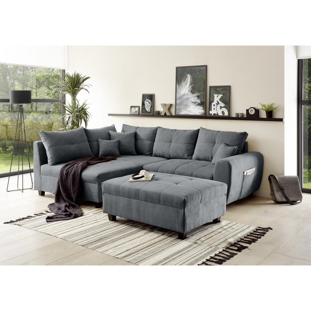 Thumbnail - Mid.you Ecksofa, Anthrazit, Textil, L-Form, 248x176 cm, seitenverkehrt erhältlich, Rücken echt, Wohnzimmer, Sofas & Couc...