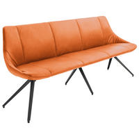 SITZBANK 195/88/62 cm Echtleder Anthrazit, Dunkelorange Metall  - Anthrazit/Dunkelorange, Design, Leder/Metall (195/88/62cm) - Bert Plantagie