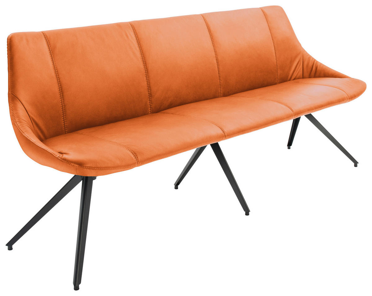 SITZBANK 195/88/62 cm Echtleder Anthrazit, Dunkelorange Metall  - Anthrazit/Dunkelorange, Design, Leder/Metall (195/88/62cm) - Bert Plantagie