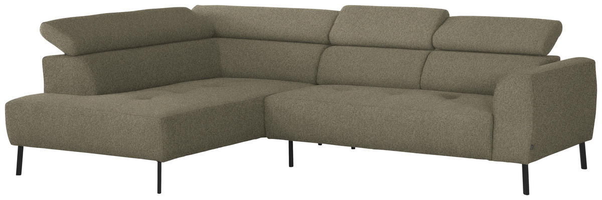 ECKSOFA in Struktur Hellbraun  205/280 cm  - Hellbraun/Schwarz, Design, Textil/Metall (205/280cm) - Xora