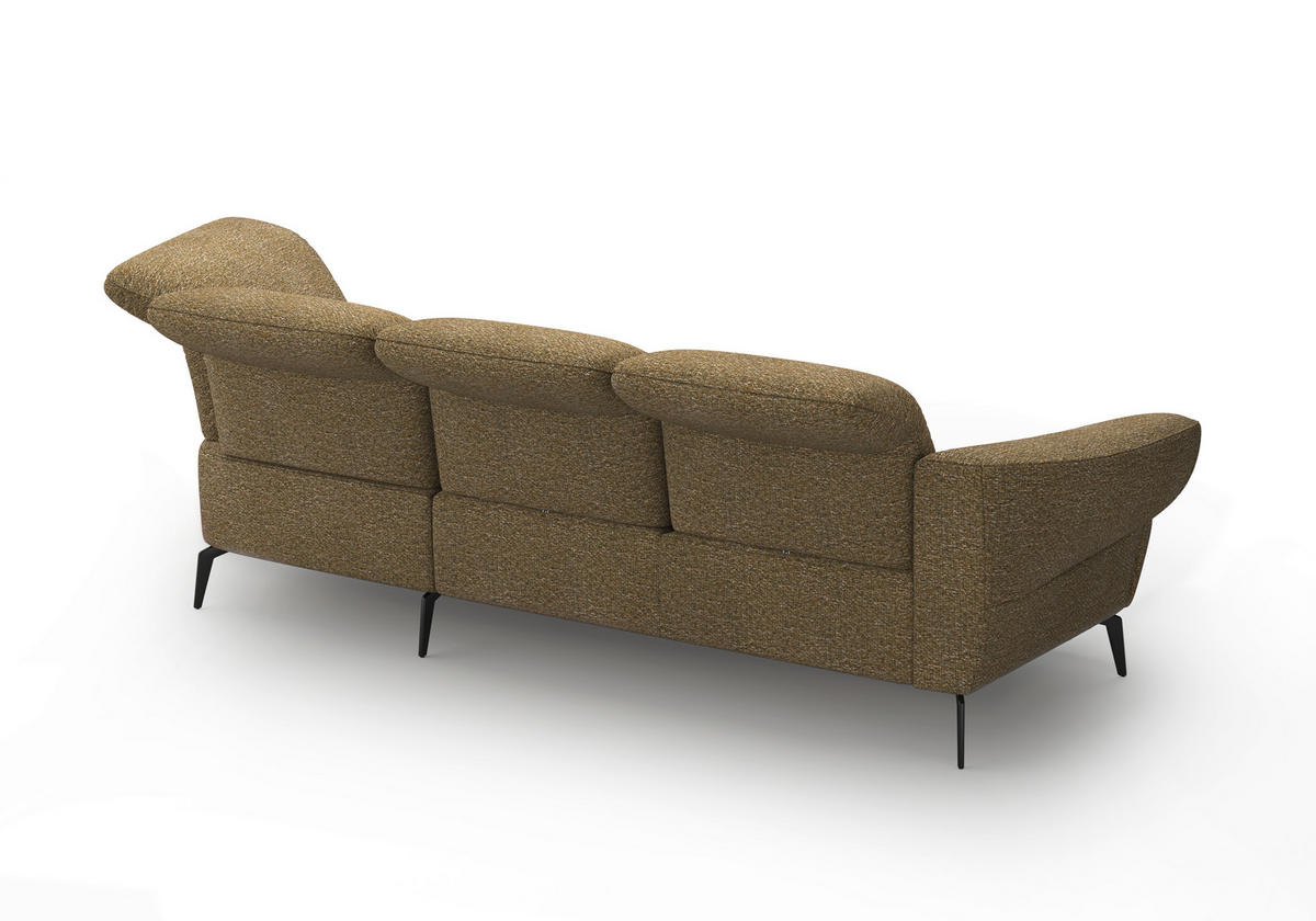 ECKSOFA DANCE E Olivgrün Chenille  - Schwarz/Olivgrün, MODERN, Textil/Metall (313/208cm) - Sit & More