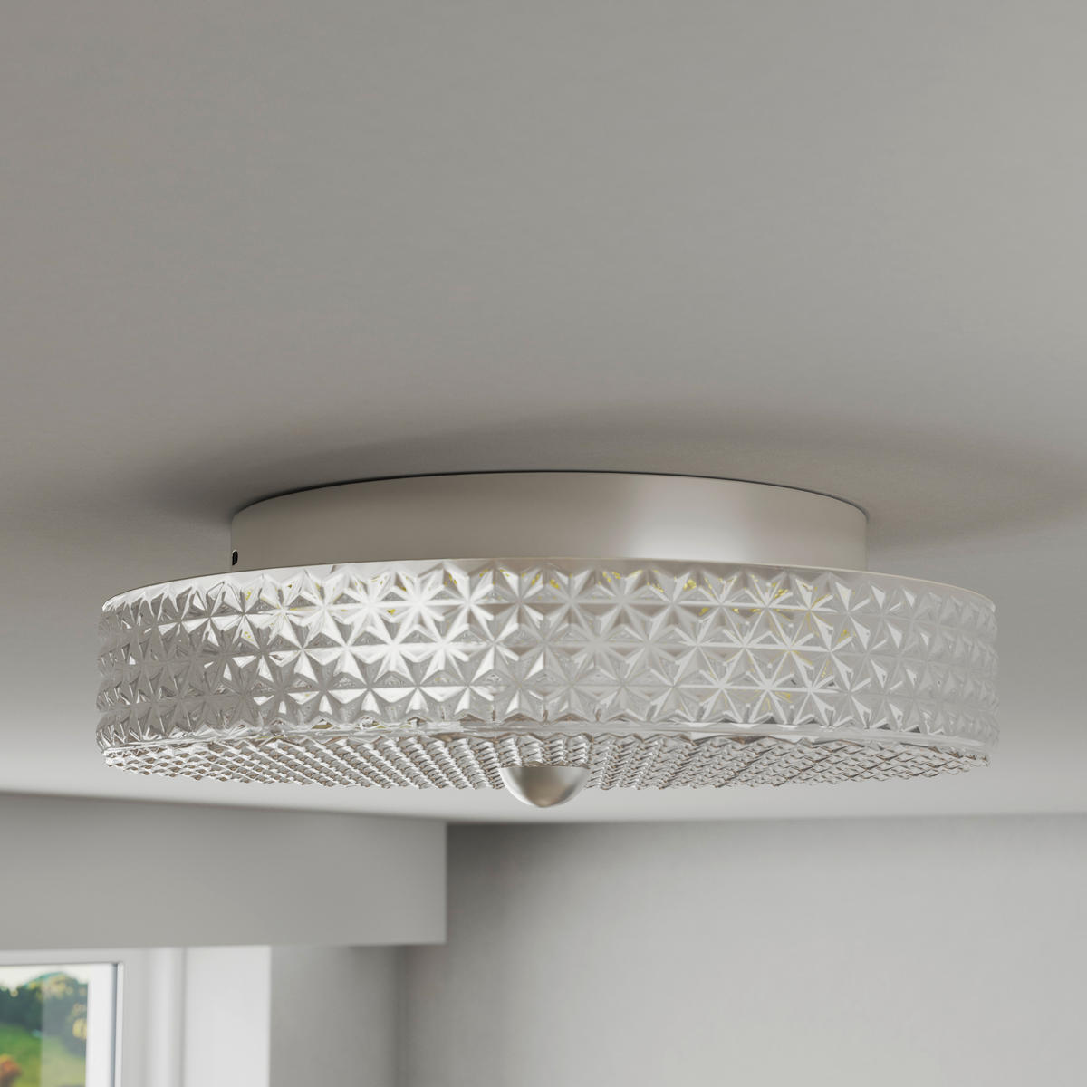 Plafonieră Cu Led 18 W  30/9,5 cm    - străveziu, Konventionell, sticlă/metal (30/9,5cm) - Glandor