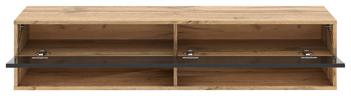 LOWBOARD DERBY  in 140/31,5/32,5 cm  - Schwarz Hochglanz/Eiche Wotan, Design, Holzwerkstoff (140/31,5/32,5cm) - Livetastic