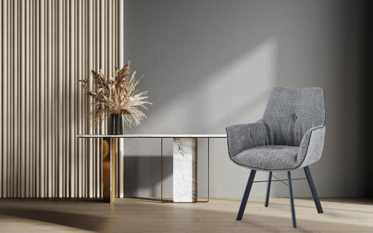 STOL MED ARMSTÖD järn  - grå, Design, metall/textil (64/91/61cm) - Kayoom