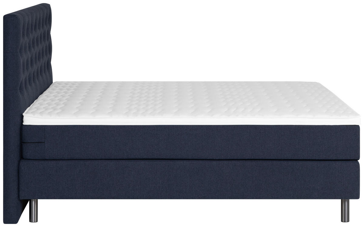 BOXSPRINGBETT 140/200 cm  in Dunkelblau  - Silberfarben/Dunkelblau, KONVENTIONELL, Textil/Metall (140/200cm) - Welnova