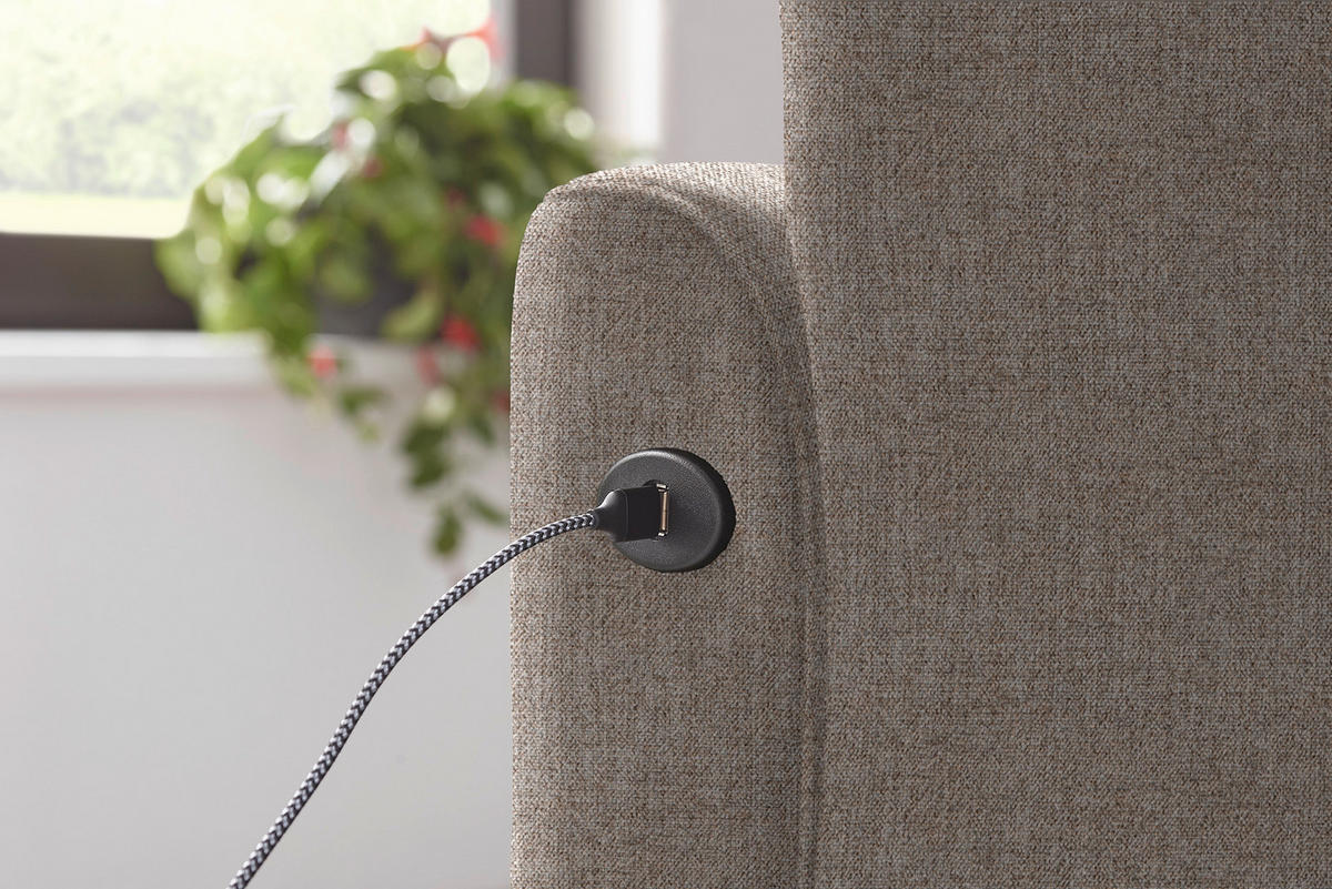 ECKSOFA in Flachgewebe Hellbraun  - Hellbraun/Schwarz, Design, Textil/Metall (252/191cm) - Dieter Knoll