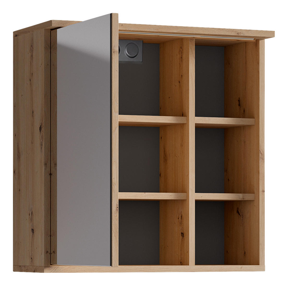 SPIEGELSCHRANK 60/61/28 cm  - Anthrazit/Eiche Artisan, MODERN, Glas/Holzwerkstoff (60/61/28cm) - MID.YOU