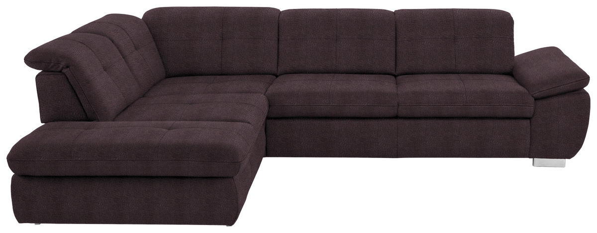 ECKSOFA in Mikrofaser Dunkelbraun  260/318 cm  - Dunkelbraun/Silberfarben, Design, Textil/Metall (260/318cm) - Beldomo Speed