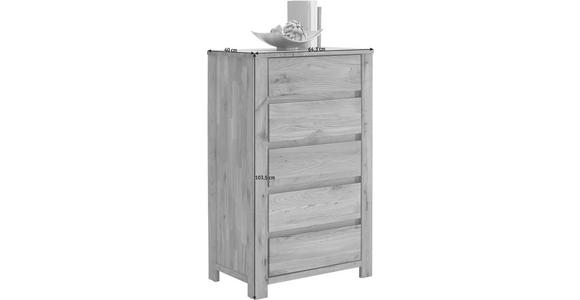 KOMMODE Wildeiche, Kerneiche massiv geölt Eichefarben - Eichefarben, KONVENTIONELL, Holz (64,3/103,5/40cm) - Linea Natura