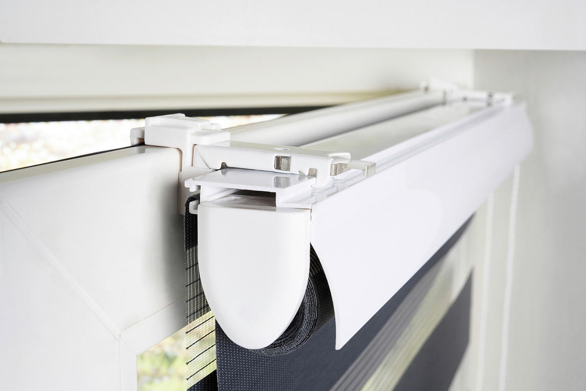 DOPPELROLLO  halbtransparent  90/160 cm    - Transparent/Grau, Basics, Textil (90/160cm) - Boxxx