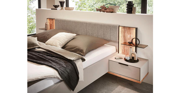 BETTANLAGE - Wildeiche/Hellgrau, Design, Holz/Textil (180/200cm) - Dieter Knoll