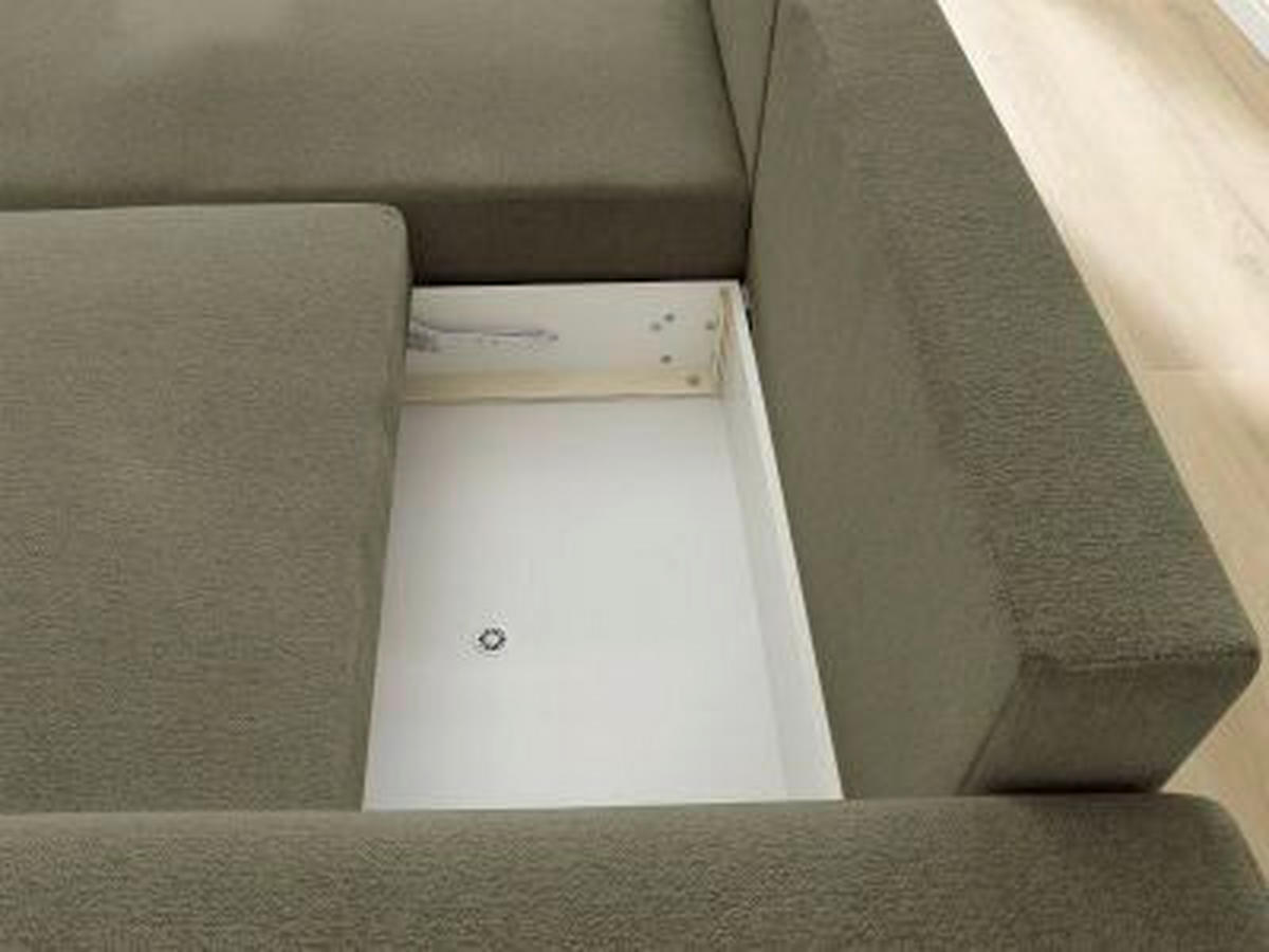 ECKSOFA Ottomane links  ATILLA Grün Flachgewebe  - Schwarz/Grün, MODERN, Kunststoff/Textil (149/244cm)