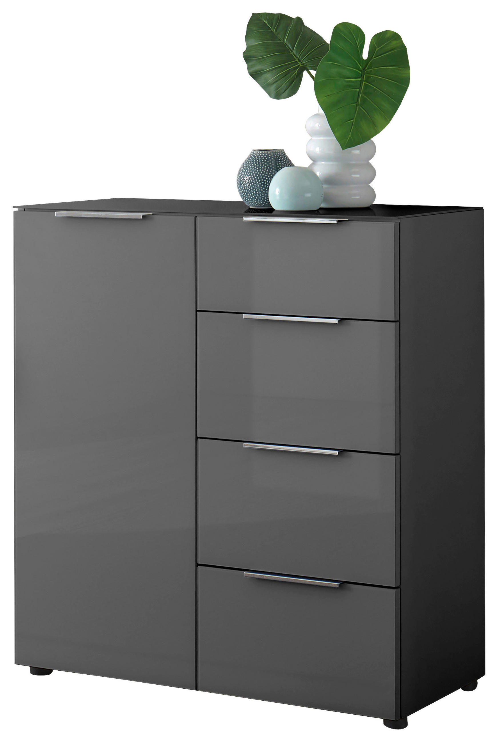 KOMODA, antracit  - barve kroma/črna, Moderno, kovina/umetna masa (90/99/40cm) - MID.YOU