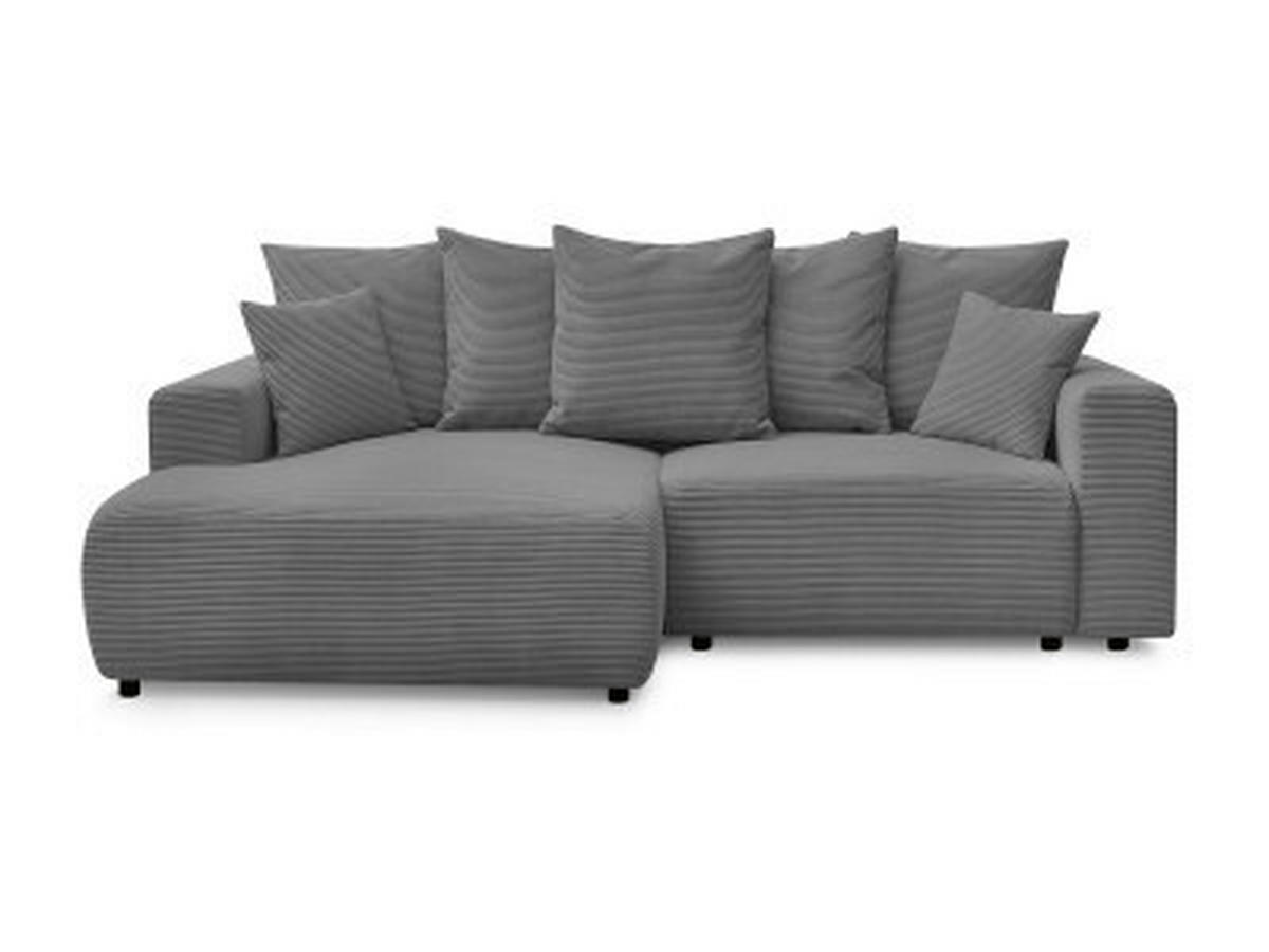 ECKSOFA Ottomane links  ATILLA Dunkelgrau Cord  - Dunkelgrau/Schwarz, MODERN, Kunststoff/Textil (149/244cm)