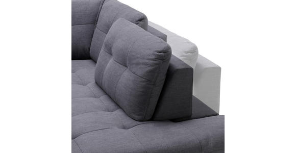 ECKSOFA in Flachgewebe, Leinenoptik Dunkelgrau  - Dunkelgrau/Schwarz, Design, Textil/Metall (247/208cm) - Xora