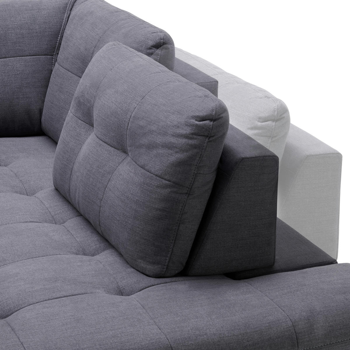 ECKSOFA in Flachgewebe, Leinenoptik Dunkelgrau  - Dunkelgrau/Schwarz, Modern, Textil/Metall (247/208cm) - Xora