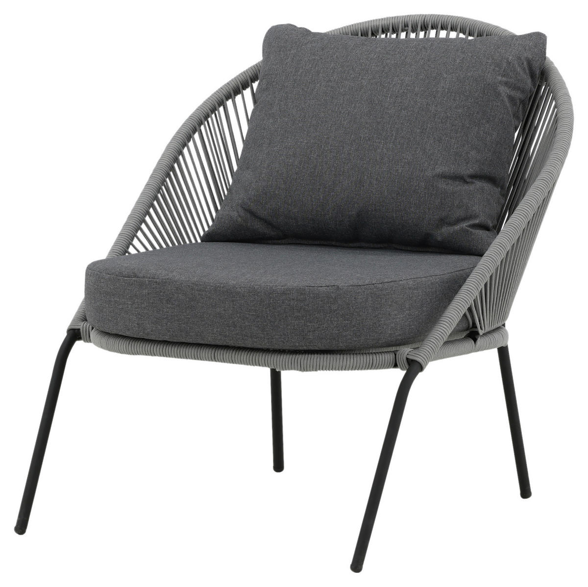 LOUNGESESSEL  - Schwarz/Grau, KONVENTIONELL, Kunststoff/Metall (73/78/85cm) - Gardenson