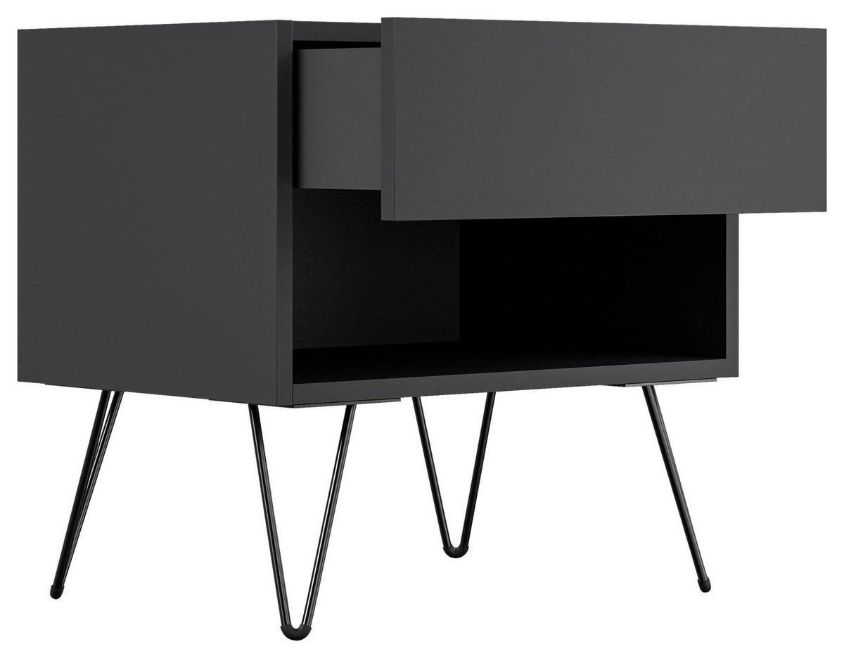 NACHTTISCH 51,2/50/35,6 cm  in Graphitfarben  - Graphitfarben/Schwarz, Basics, Holzwerkstoff/Metall (51,2/50/35,6cm) - MID.YOU