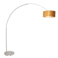 STEHLEUCHTE SPARKLED LIGHT 50/240/230 cm  - Edelstahlfarben/Goldfarben, Trend, Leder/Metall (50/240/230cm)