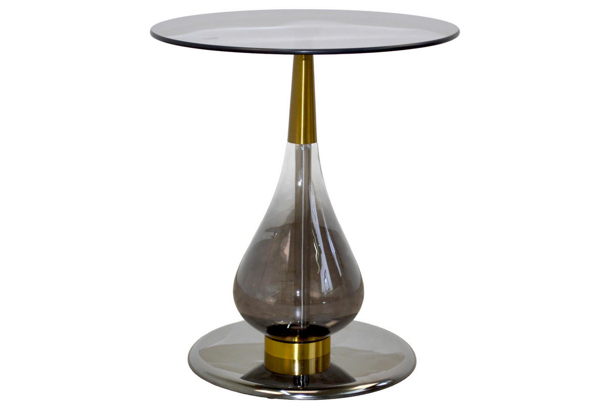 BEISTELLTISCH 45/45/52 cm Grau rund  - Grau, Design, Glas/Metall (45/45/52cm) - MID.YOU