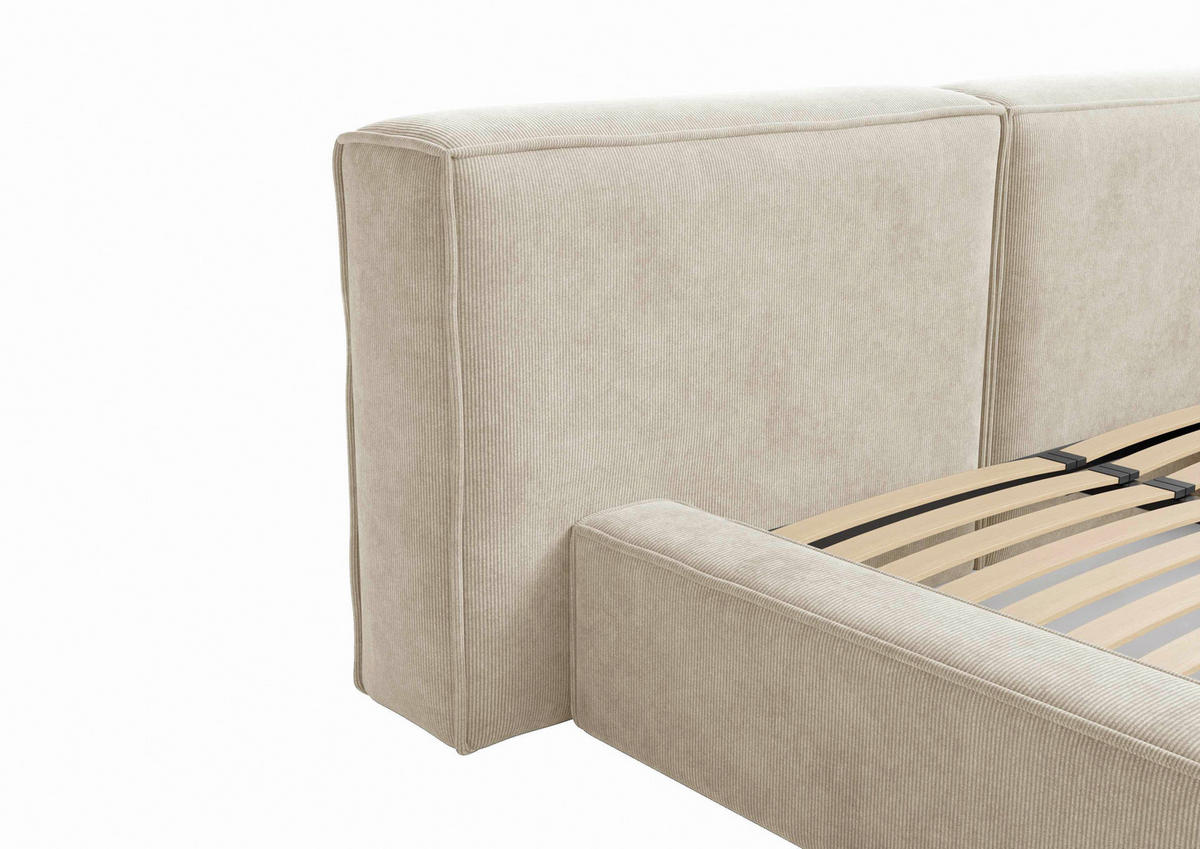 STOPPAD SÄNG ,160/200 cm  i beige  - beige/svart, Design, metall/trä (160/200cm) - Best Price