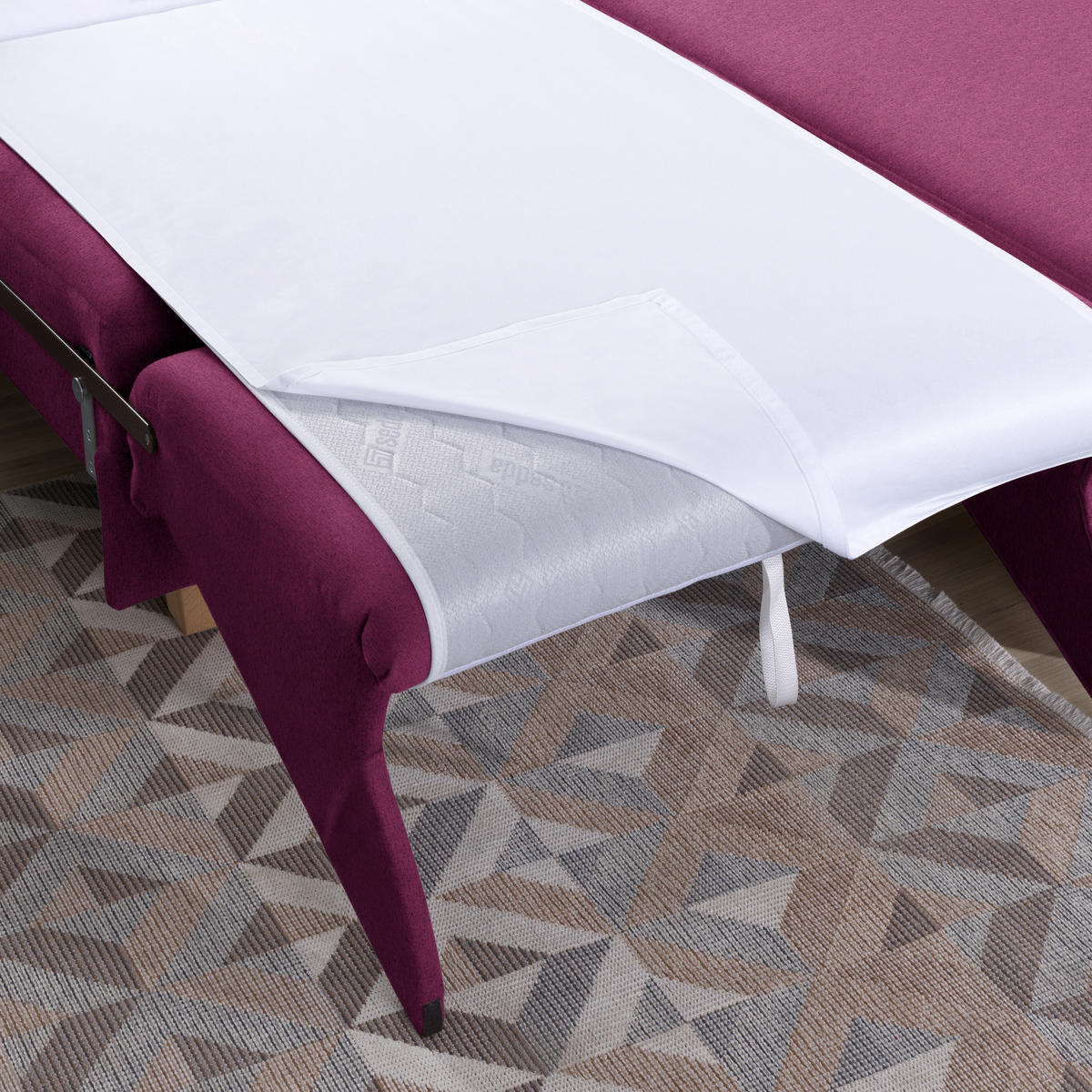 ECKSOFA in Flachgewebe Beere  261/203 cm  - Eichefarben/Beere, KONVENTIONELL, Holz/Textil (261/203cm) - Sedda