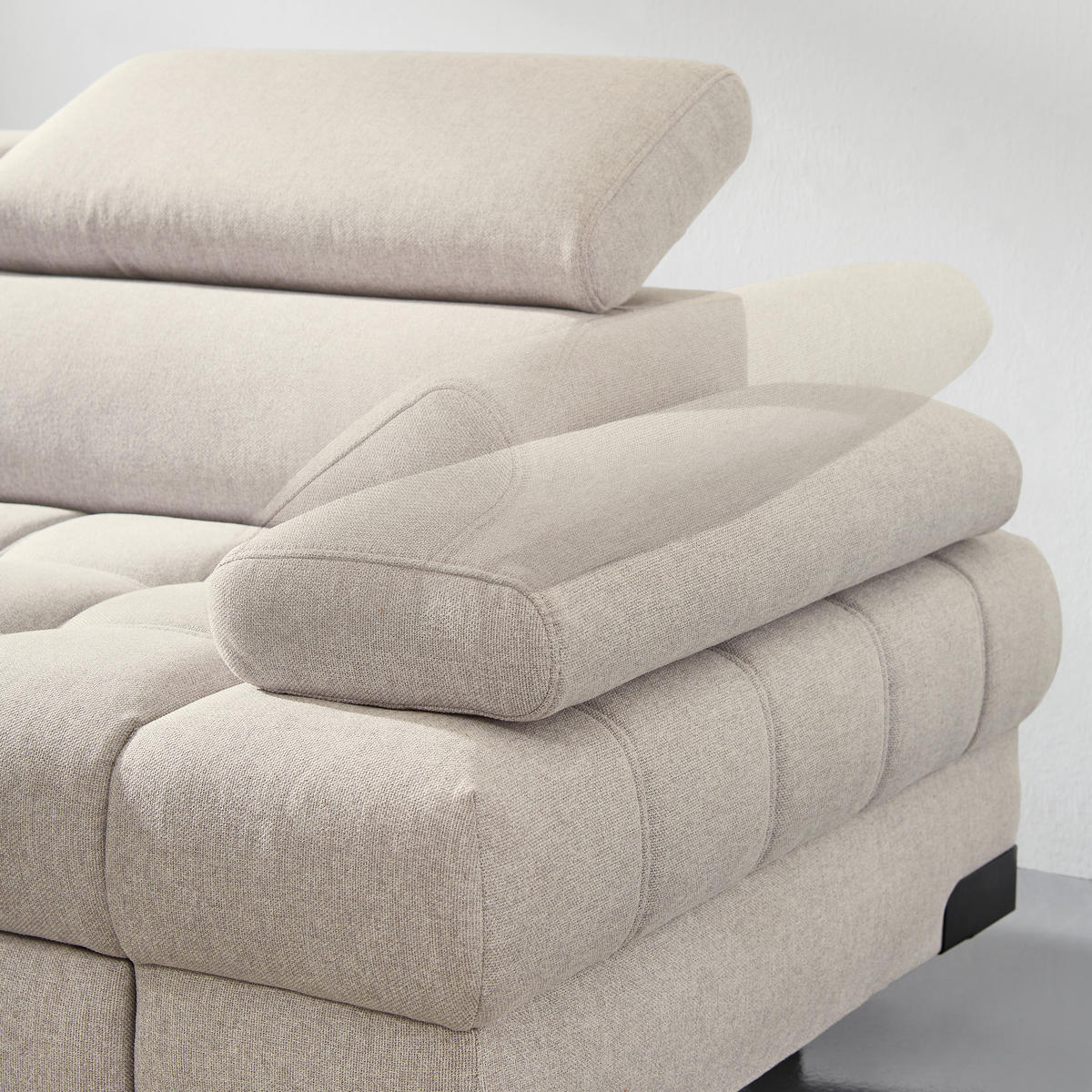 ECKSOFA in Webstoff Beige  - Beige/Schwarz, Design, Textil/Metall (263/223cm) - Welnova