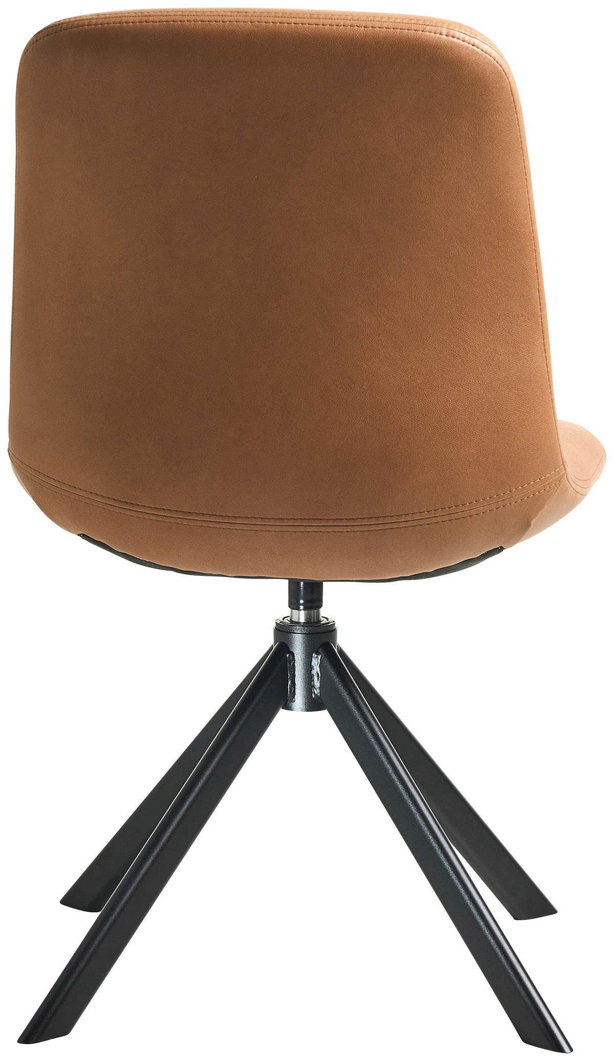 STUHL  in Edelstahl Lederlook (vegan) Metall, Textil  - Cognac/Schwarz, Basics, Textil/Metall (51/89/61cm) - Celina Home