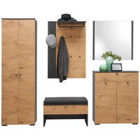 GARDEROBE 7-teilig  in 240/200/34 cm  - Eichefarben/Anthrazit, Design, Holzwerkstoff (240/200/34cm) - Moderano