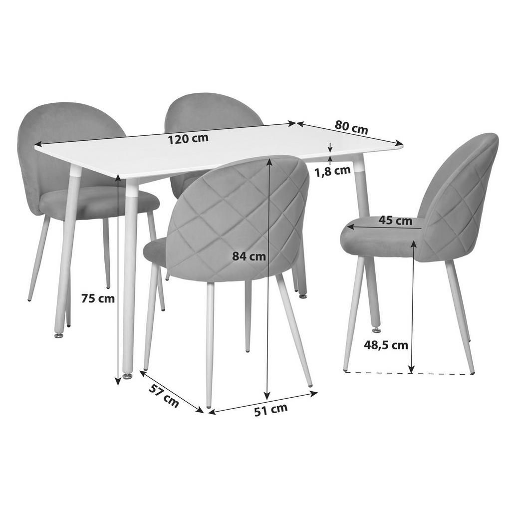 Thumbnail - Livetastic Tischgruppe, Weiß, Buche, Grau, Holz, Metall, Textil, Buche, massiv, konisch, 120x51x75 cm, Esszimmer, Tische...