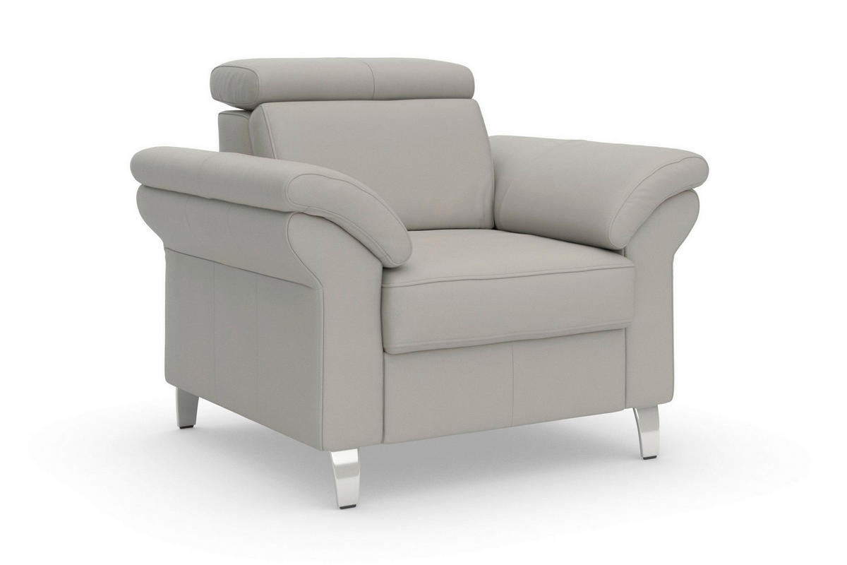 SESSEL 101/84/93 cm  in Echtleder Hellgrau  - Chromfarben/Hellgrau, Basics, Leder/Metall (101/84/93cm) - Sit & More