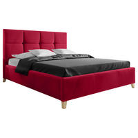 POLSTERBETT 140/200 cm,  in Rot, Lattenrost, Bettkasten,  - Buchefarben/Rot, KONVENTIONELL, Holz/Textil (140/200cm) - Carryhome