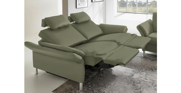 3-SITZER-SOFA Latina in Echtleder Olivgrün   - Alufarben/Olivgrün, Design, Leder/Metall (190/82/99cm) - Dieter Knoll