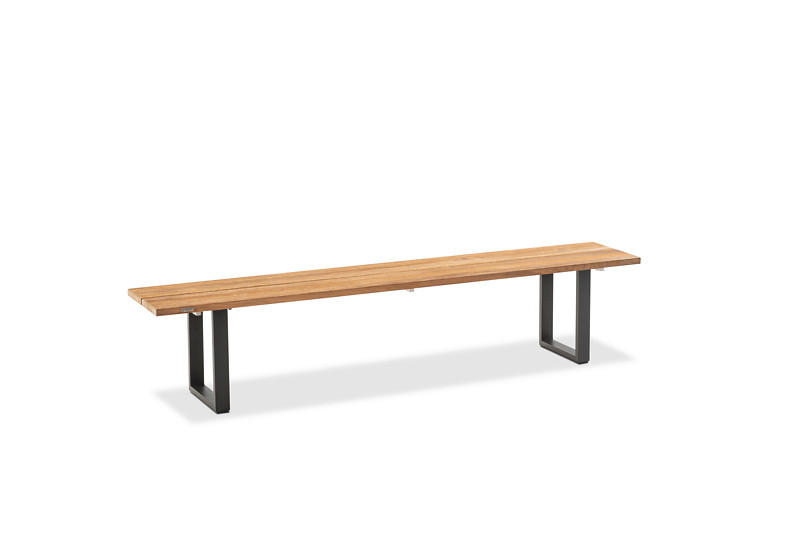 GARTENBANK 200/46/40 cm  in Teakfarben  - Anthrazit/Teakfarben, Design, Holz/Metall (200/46/40cm)