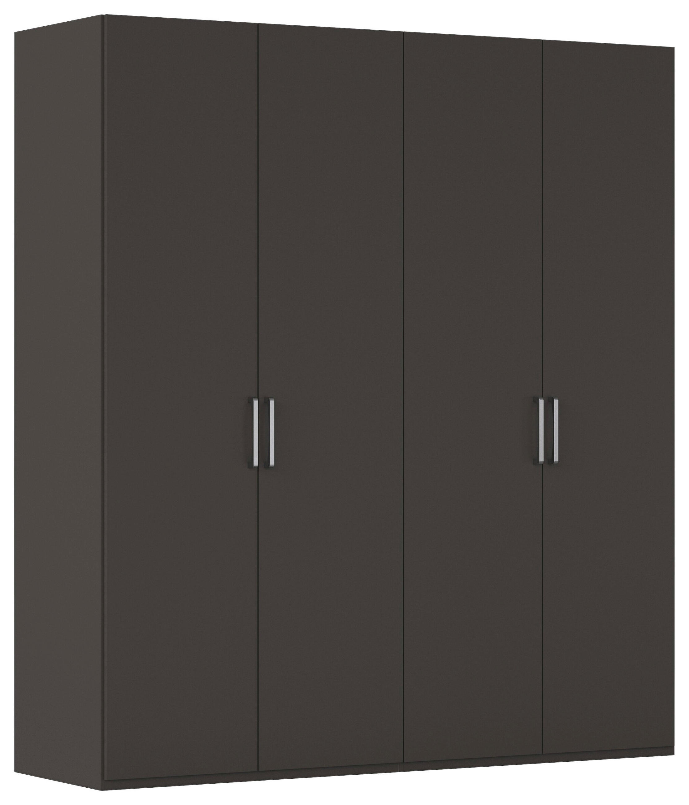 DREHTÜRENSCHRANK 201/223/61 cm,  in Graphitfarben, 4-türig  - Edelstahlfarben/Graphitfarben, Basics, Holzwerkstoff/Metall (201/223/61cm) - Novel