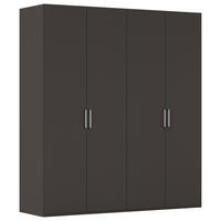 DREHTÜRENSCHRANK 201/223/61 cm,  in Graphitfarben, 4-türig  - Edelstahlfarben/Graphitfarben, Basics, Holzwerkstoff/Metall (201/223/61cm) - Novel